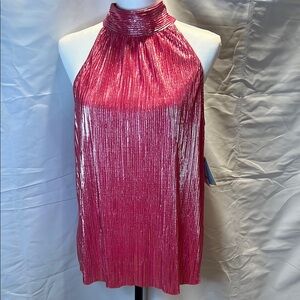 Shimmering Pink Halter Top Tie Neck NWT